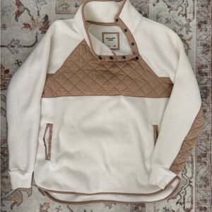 Abercrombie & Fitch White and Tan Fleece Jacket